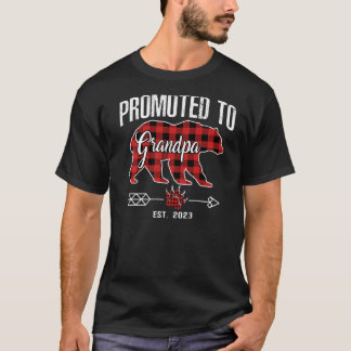 Camiseta Promovido Ao Vovô 2023 Urso Pajama Xadrez Vermelha