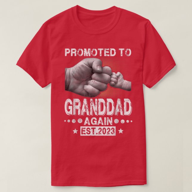Camiseta Promovido De Novo Ao Avô No Ano Passado De 2023, G (Frente do Design)