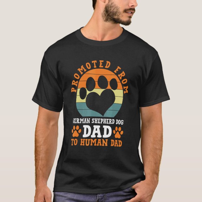 Camiseta Promovido de Pai de Cão Pastor Alemão Engraçado Al (Frente)