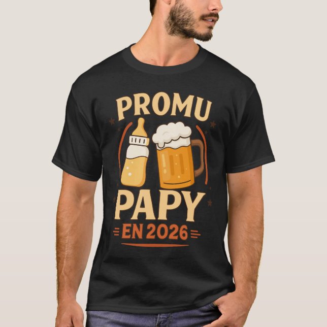 Camiseta Promu Papy 2026 Idée Annonce Futur Grand-Père (Frente)