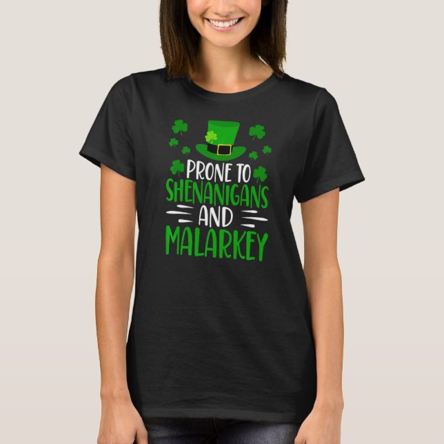 Camiseta Prona Para Shenanigans E Malarkey Leprechaun Irlan (Frente)