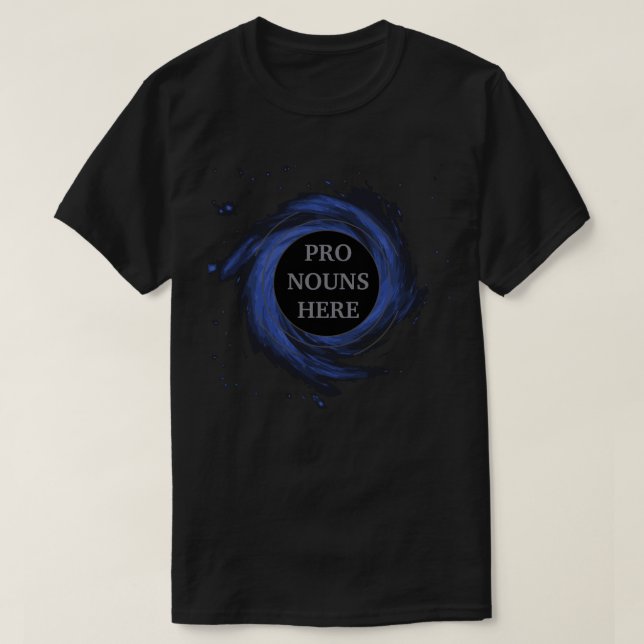 Camiseta Pronounes Personalizados do Black Hole Gendervoid (Frente do Design)
