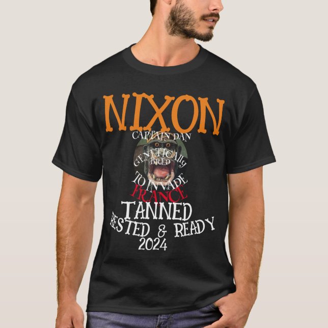Camiseta Pronta e aninhado em Tanning NIXON 2024 Presidente (Frente)