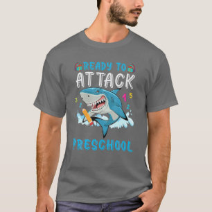 Camiseta Pronta Para Atacar O Dia De Pé Do Tubarão Pré-K