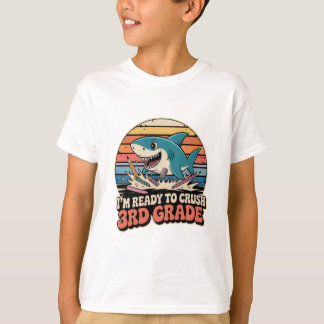 Camiseta Pronta para esmagar a tríplice do tubarão retrô do