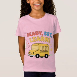 Camiseta Pronto Aprender Ônibus Escolar Fofo de Volta às Au