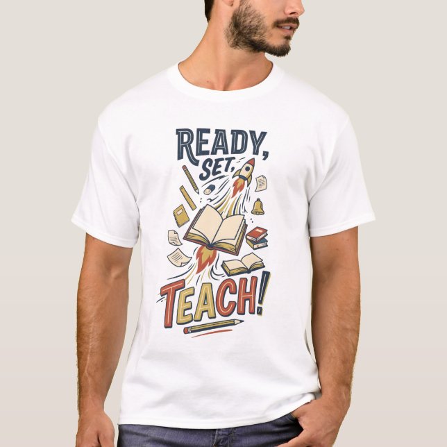 Camiseta Pronto Começa Ensina Professor Divertido  (Frente)
