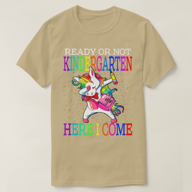 Camiseta Pronto Ou Não Para O Jardim De Infância Aqui Eu Vo (Frente do Design)