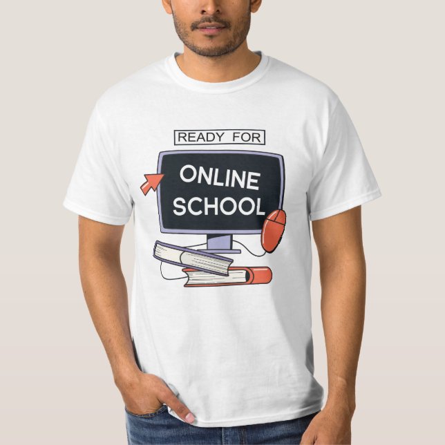 Camiseta Pronto para a escola online (Frente)