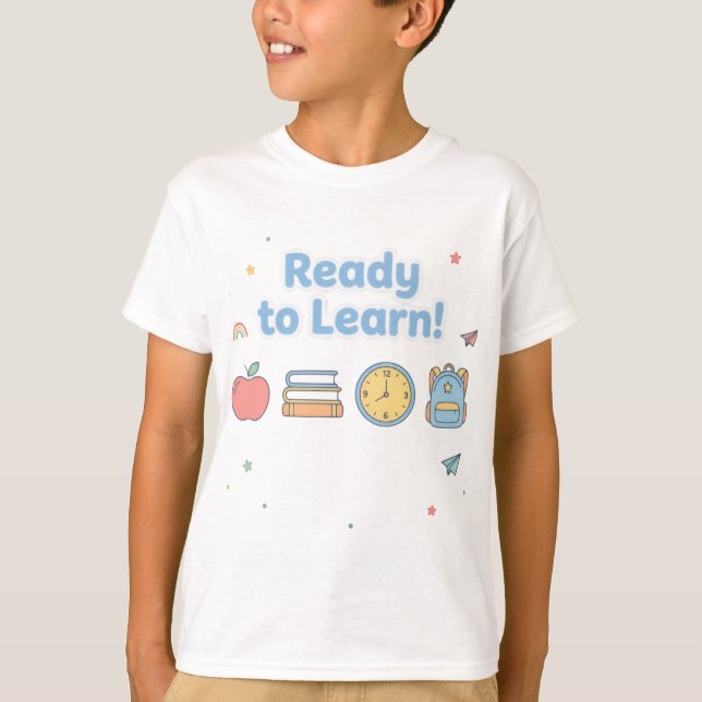 Camiseta Pronto para Aprender – Crianças Fofas e Mínimas de (Frente)