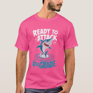 Camiseta Pronto Para Atacar 4ª Série Tubarão Engraçado