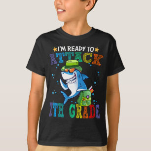 Camiseta Pronto Para Atacar A Escola De Volta De Tubarão 7