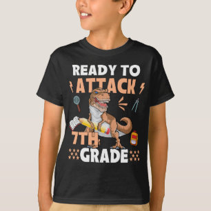 Camiseta Pronto Para Atacar O Dinossauro Roupa de Grau 7 De