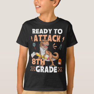 Camiseta Pronto Para Atacar O Dinossauro Roupa Do 8º Grau D