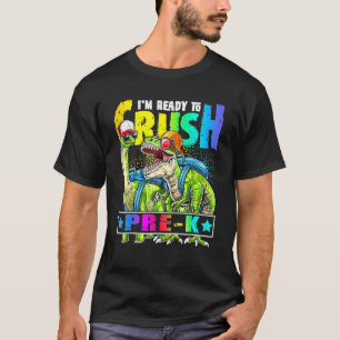 Camiseta Pronto Para Esmagar A Mochila Pré K Dinossaur De V