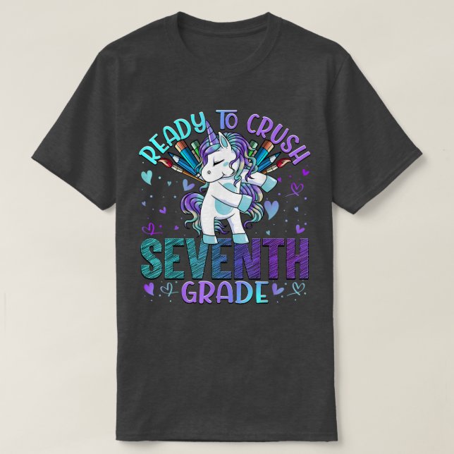 Camiseta Pronto para Esmagar a Sétima Série 7 de Volta à Es (Frente do Design)