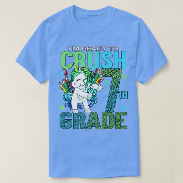 Camiseta Pronto para Esmagar a Sétima Série 7 de Volta à Es (Frente do Design)