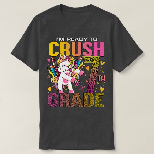 Camiseta Pronto para Esmagar a Sétima Série 7 de Volta à Es (Frente do Design)