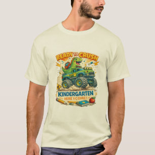 Camiseta Pronto Para Esmagar Caminhão Dino do Jardim de Inf