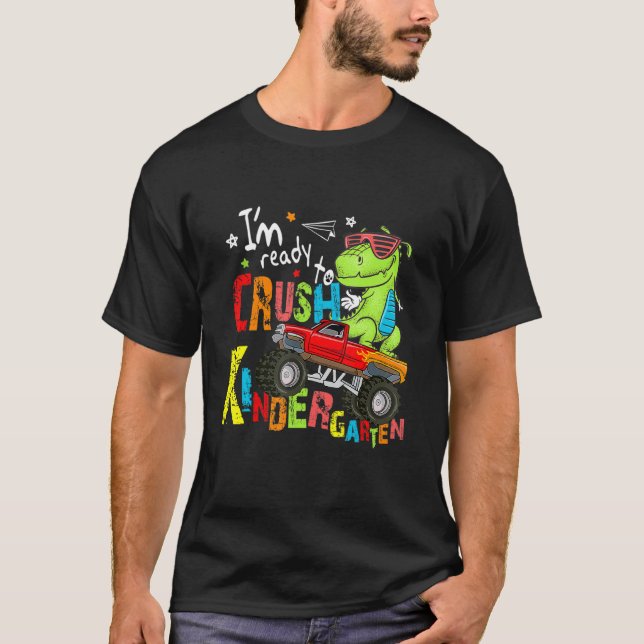 Camiseta Pronto Para Esmagar Caminhão Monstro Do Dinossauro (Frente)