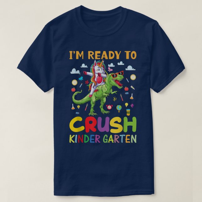 Camiseta Pronto Para Esmagar Dinossauro Do Jardim De Infânc (Frente do Design)