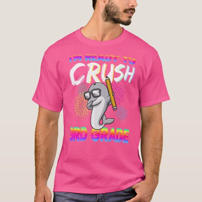 Camiseta Pronto Para Esmagar Golfinho Escolar Elementar Do  (Frente)