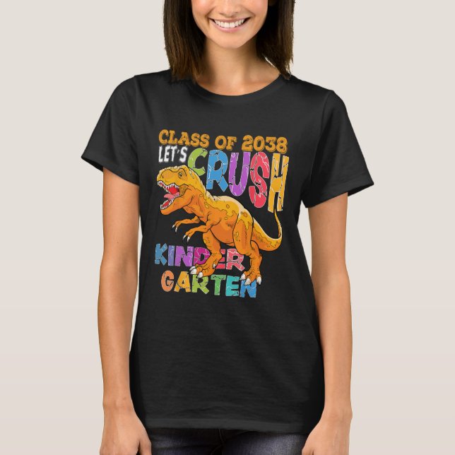 Camiseta Pronto Para Esmagar Jardim de Infância 2038 Dinosa (Frente)