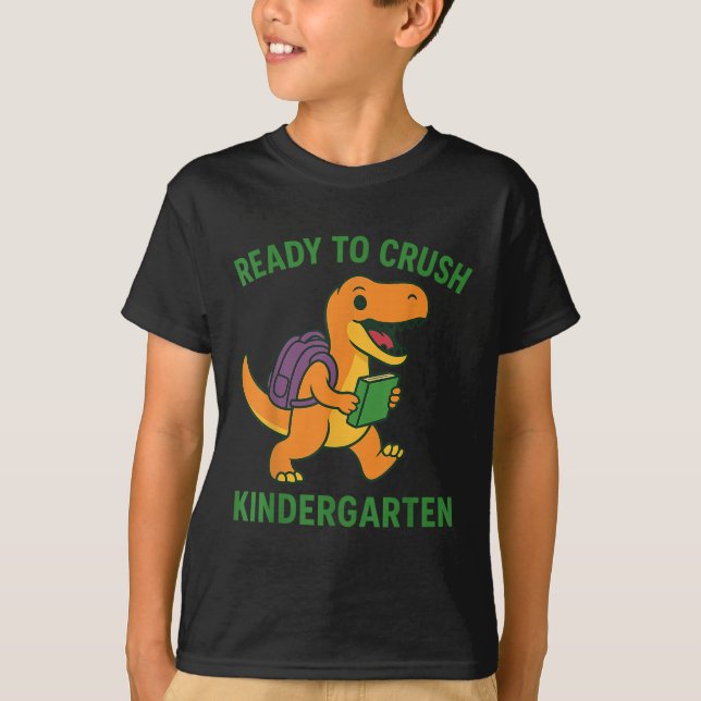 Camiseta Pronto Para Esmagar O Dinossauro Do Jardim De Infâ (Frente)