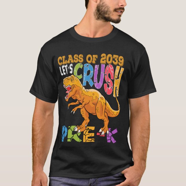 Camiseta Pronto Para Esmagar O Dinossauro Pré-K No Primeiro (Frente)