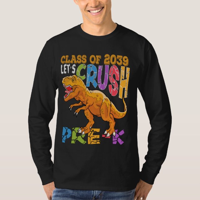 Camiseta Pronto Para Esmagar O Dinossauro Pré-K No Primeiro (Frente)