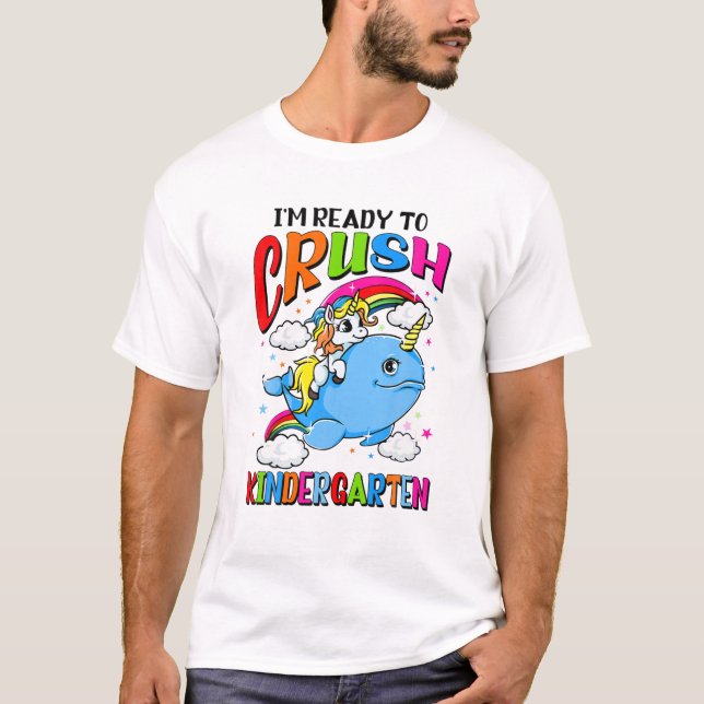 Camiseta Pronto Para Esmagar O Jardim De Infância Unicorn N (Frente)