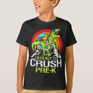 Camiseta Pronto Para Esmagar O Retro Pré-k De Volta Ao Dino