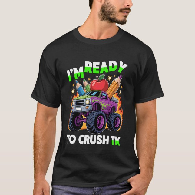 Camiseta Pronto para Esmagar TK Caminhão Monstro de Volta à (Frente)