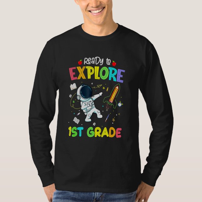 Camiseta Pronto para Explorar o astronauta de 1 rua de volt (Frente)