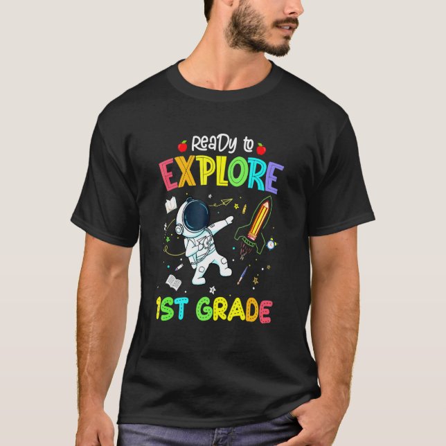 Camiseta Pronto para Explorar o astronauta de 1 rua de volt (Frente)