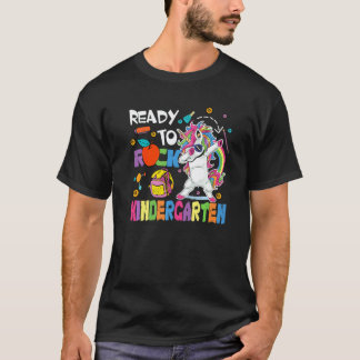 Camiseta Pronto Para Kindergarten de Unicórnio Fofo Rock Da