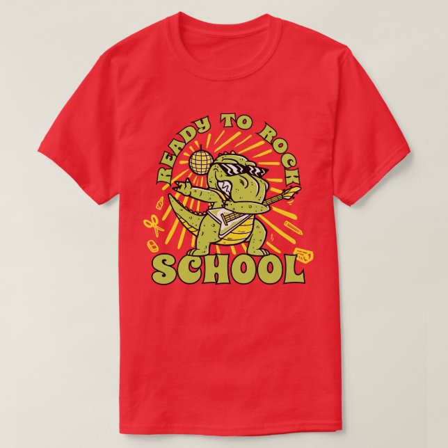 Camiseta Pronto para Rock School TRex (Frente do Design)