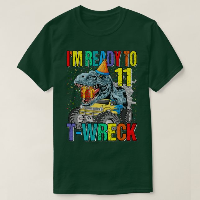 Camiseta Pronto Para T-Wreck 11 Dinossauro Monster 11 Bi (Frente do Design)
