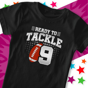 Camiseta Pronto Para Tackle 9 Festa de Futebol Aniversário 