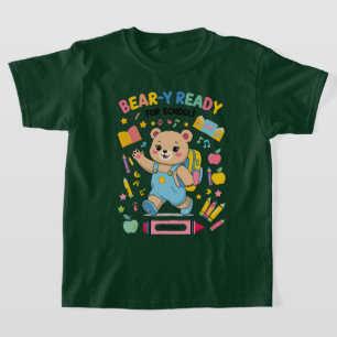 Camiseta Prontos para a escola - Jardim de Infância Bonito