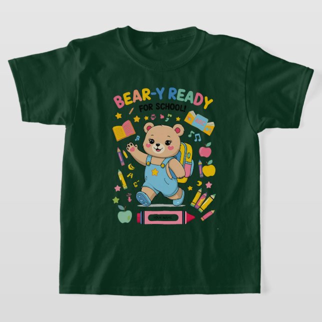 Camiseta Prontos para a escola - Jardim de Infância Bonito (Postura )