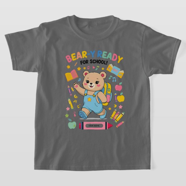 Camiseta Prontos para a escola - Jardim de Infância Bonito (Postura )