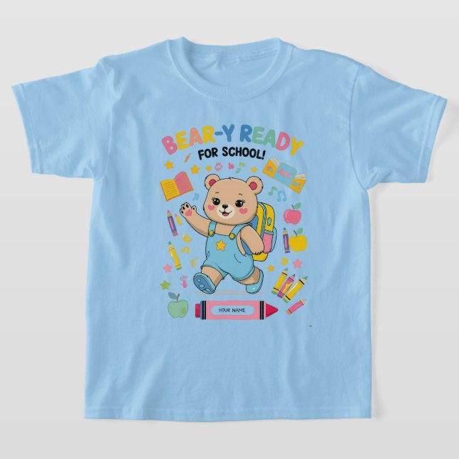 Camiseta Prontos para a escola - Jardim de Infância Bonito (Postura )