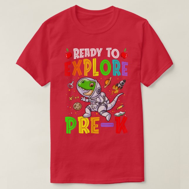 Camiseta Prontos para aplaudir o astronauta de Prek para re (Frente do Design)