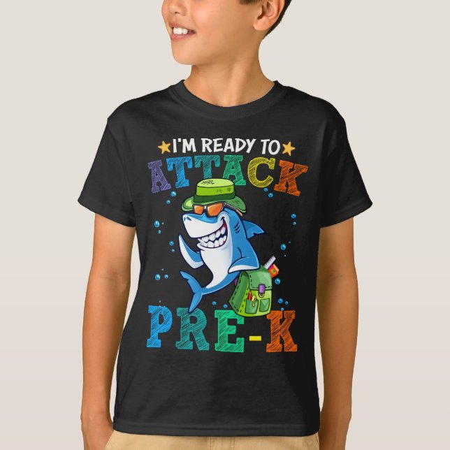 Camiseta Prontos Para Atacar Animais Da Escola Pré-K De Trá (Frente)