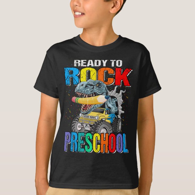 Camiseta Prontos Para Atingir O Monstro Da Pré-Escola, Garo (Frente)