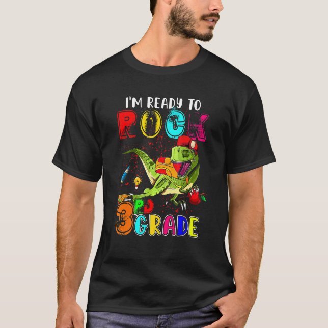 Camiseta Prontos Para Balançar O Saco Da Escola De Dinossau (Frente)