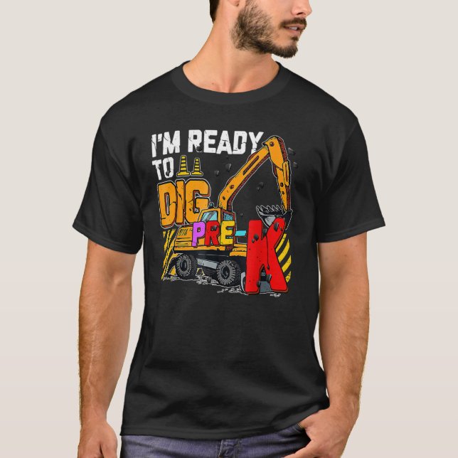 Camiseta Prontos Para Desenhar A Construção Pré K De Volta  (Frente)