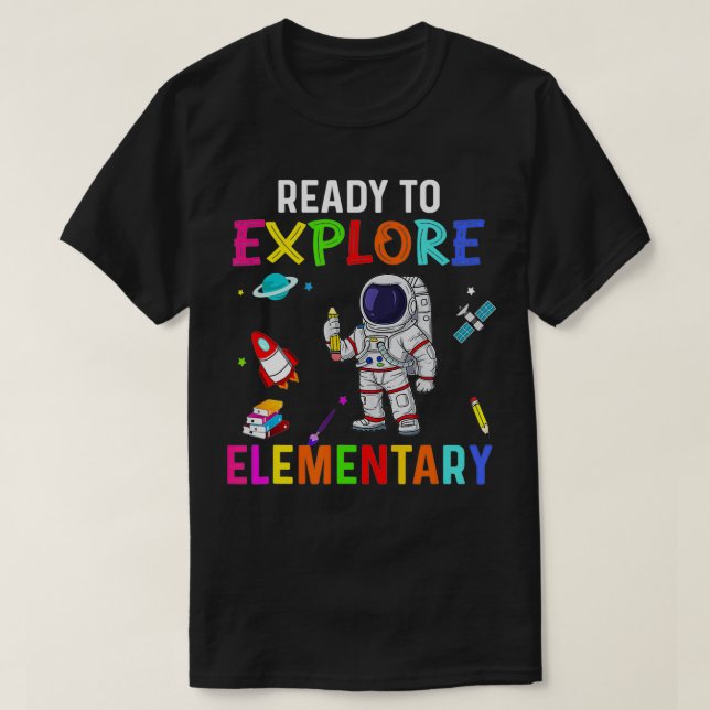 Camiseta Prontos para reanimar o astronauta elementar à esc (Frente do Design)
