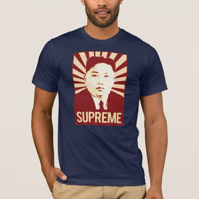 Camiseta Propaganda do Un de Kim Jong - suprema - (Frente)